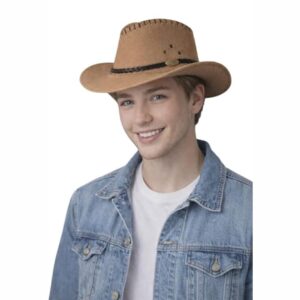 Premium VITALORA Men’s Brown Fedora Hat with Black Belt Buckle Band – Classic Wide Brim Felt Hat for Men, Stylish Western & Casual Wear (Multicolor,Free Size)