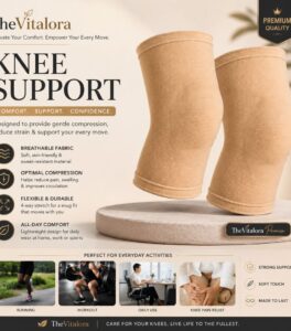 TheVitalora Knee Support Sleeve Pair for Compression, Knee Stability and Daily Support.