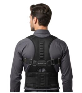 Premium posture corrector belt for back pain relief with 12-point magnetic therapy and adjustable straps.