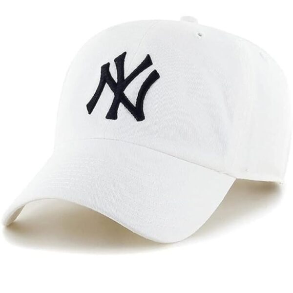 White Embroidered Baseball Cap with Adjustable Strap for Men and Women