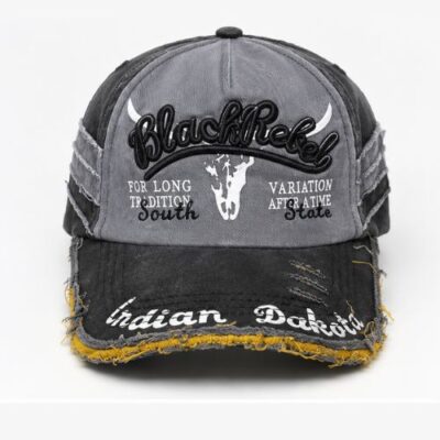 The VitalOra Vintage Distressed Embroidered Baseball Cap Front View