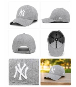 Grey Baseball Cap for Men and Women Adjustable Cotton Casual Cap
