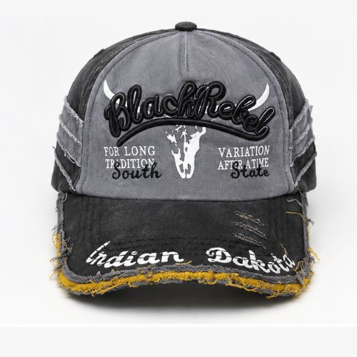 The VitalOra Vintage Distressed Embroidered Baseball Cap Front View