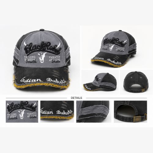 The VitalOra Vintage Distressed Embroidered Baseball Cap Front View
