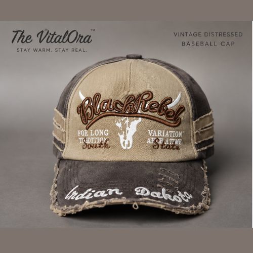 The VitalOra Vintage Distressed Khaki Brown Baseball Cap for Men and Women